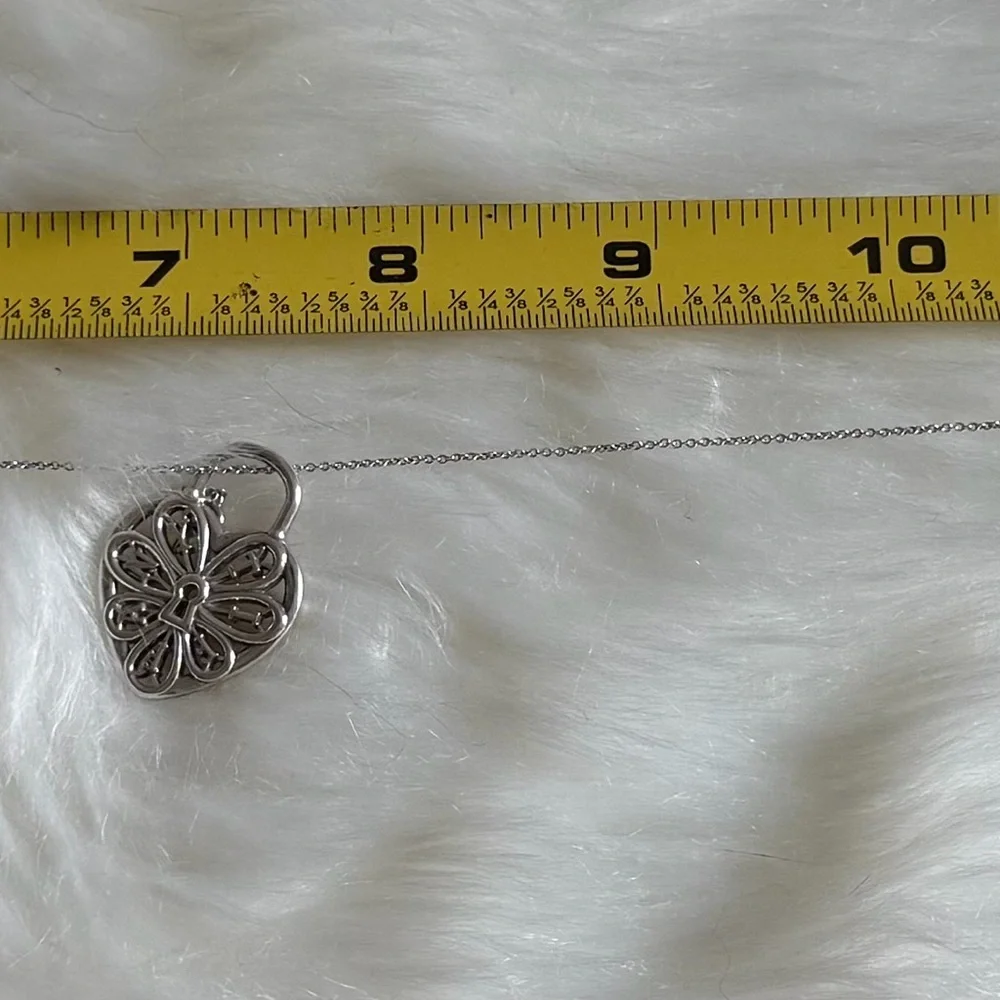 Tiffany & Co. Silver Filigree Heart & Key Pendant Necklace - Picture 6 of 6